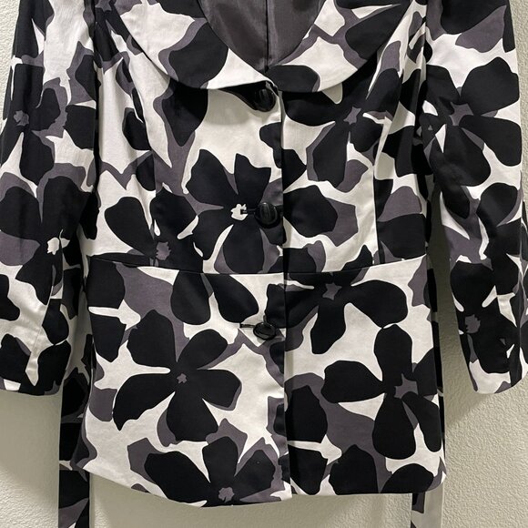 SANDRO SPORTSWEAR Belted Floral Jacket, Black/white - L - Picture 4 of 6